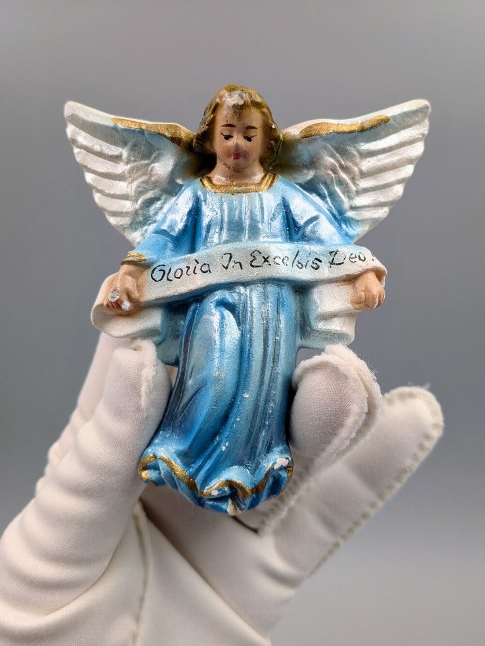 Vintage Nativity Hand Painted Chalkware Gloria / Glory Angel